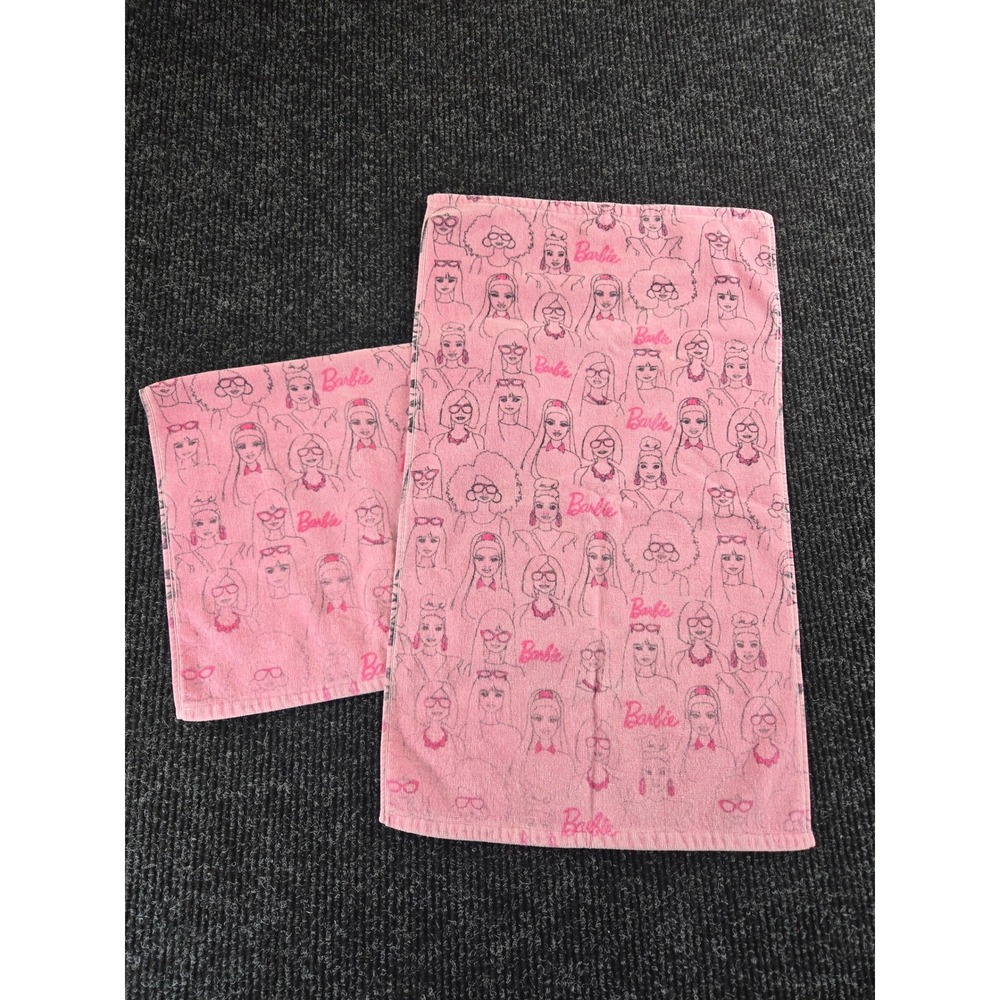 Barbie Pink Character Print Hand Towel Set 2 Piece Y2K Barbiecore Bathroom Decor